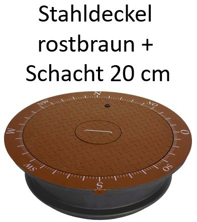 Stahldeckel TWIN rostbraun + Schacht 20 cm
