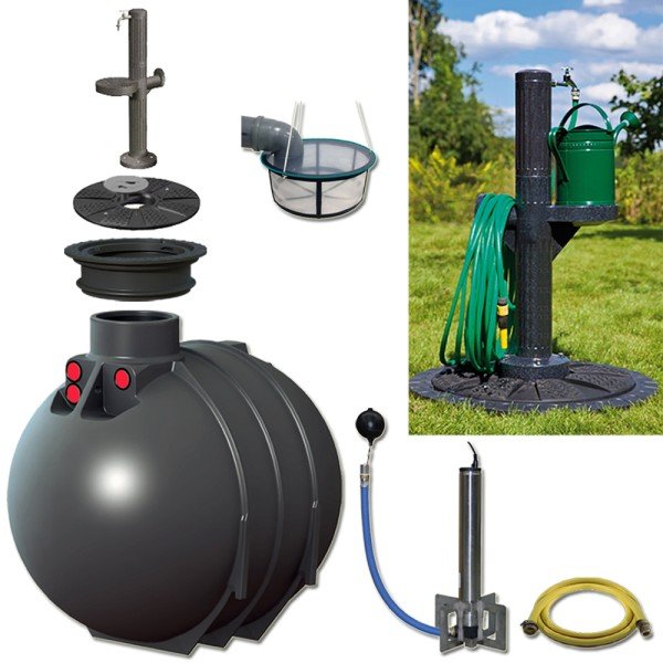 4300 L Komplettset Automatikanlage Zapfsäule Premium Regenwasseranlage Zisterne Erdtank Regenwasserzisterne Set Gartenbewässerung