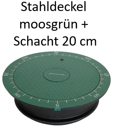 Stahldeckel TWIN tannengrün + Schacht 20 cm