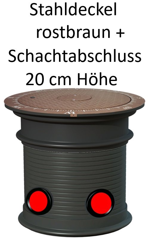 Stahldeckel rostbraun + Schachtabschluss 20 cm