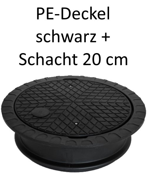 PE-Deckel schwarz + Schacht 20 cm