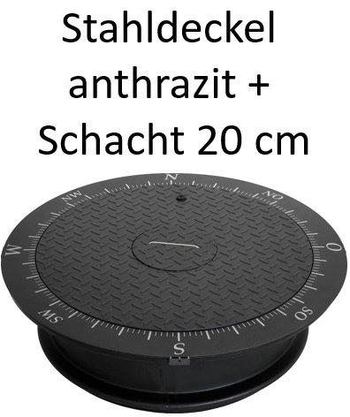 Stahldeckel TWIN anthrazit + Schacht 20 cm