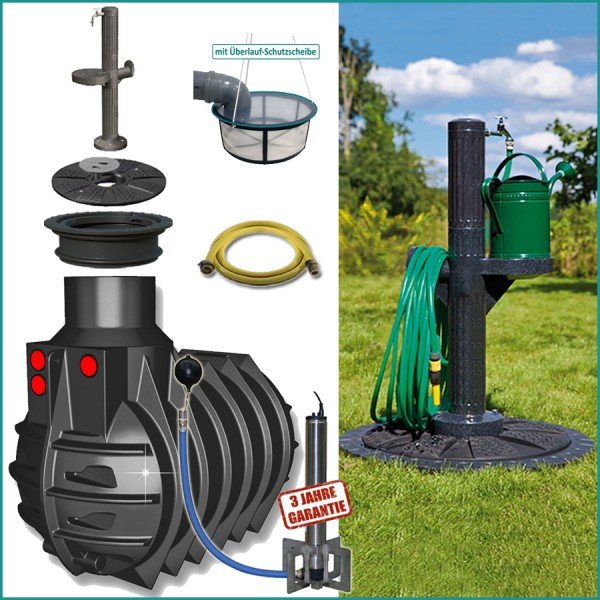 3000 L Komplettset Automatikanlage Zapfsäule Premium Regenwasseranlage Zisterne Erdtank Regenwasserzisterne Set Gartenbewässerung